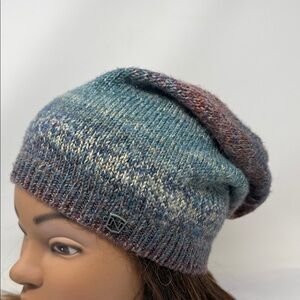 Noble Outfitters Blue Green Marled Knit Beanie Wool Blend Slouch Hat Lightweight